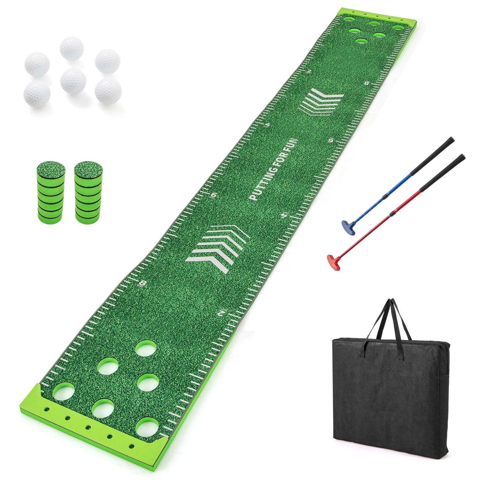 Tangkula 11 FT Golf Pong Game Set with 2 Adjustable Putters